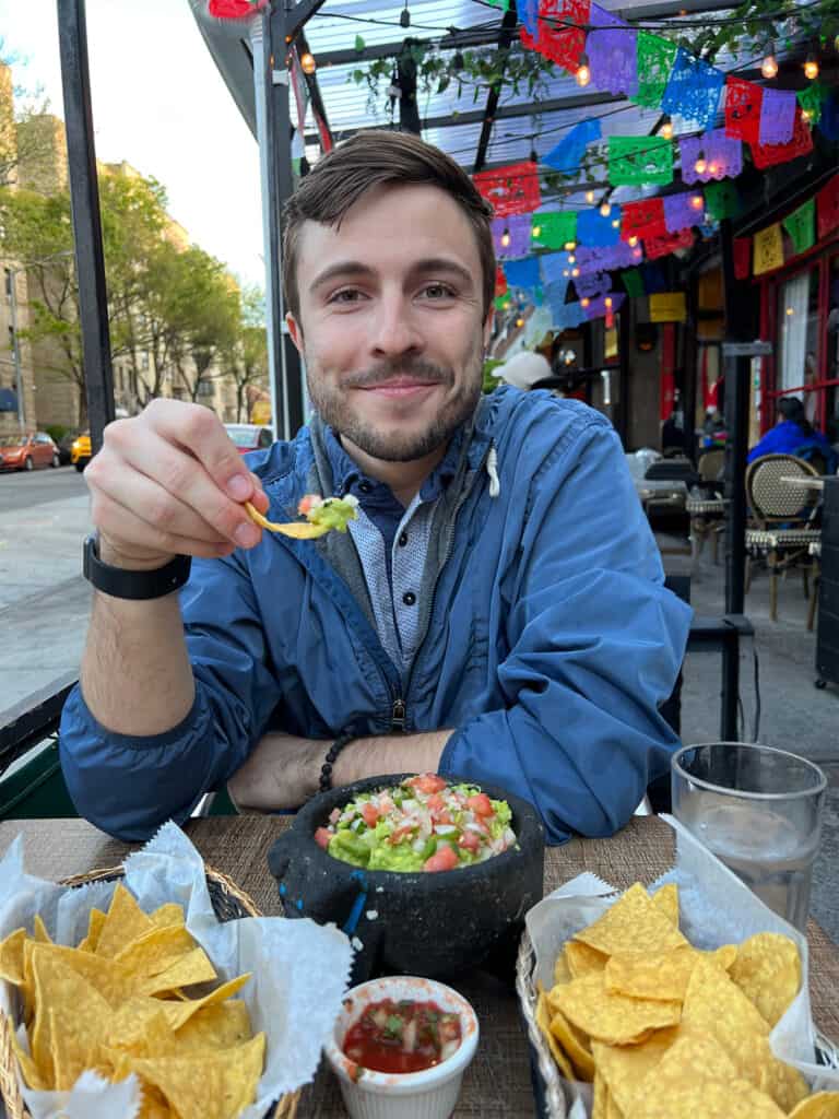 Photo: Coleman enjoying chips and guac on the UWS.